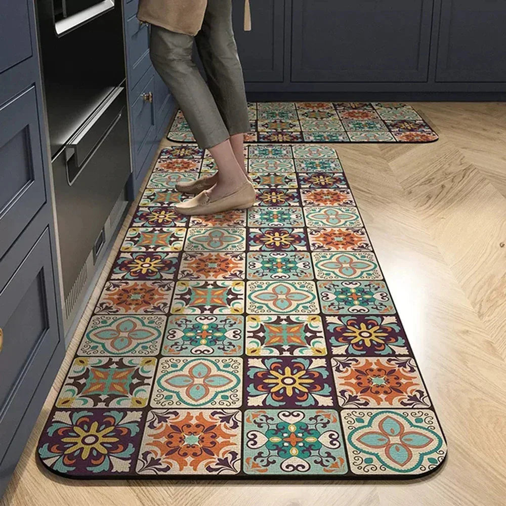 Kitchen Rug Anti Slip Polyester Washable, Comfort & Safety for Your Space