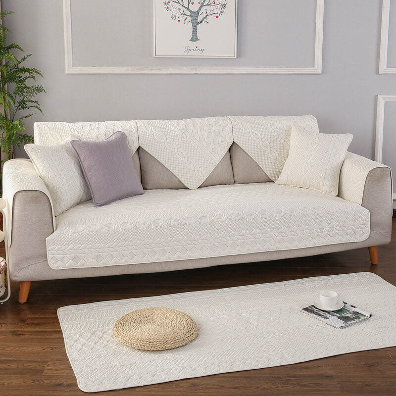 Sectional Couch Cover Velvet Plush Anti Slip Furniture Protector