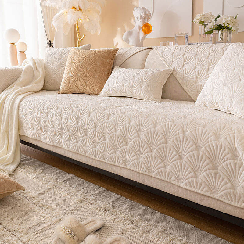 Sectional Couch Cover Velvet Plush Anti Slip Furniture Protector