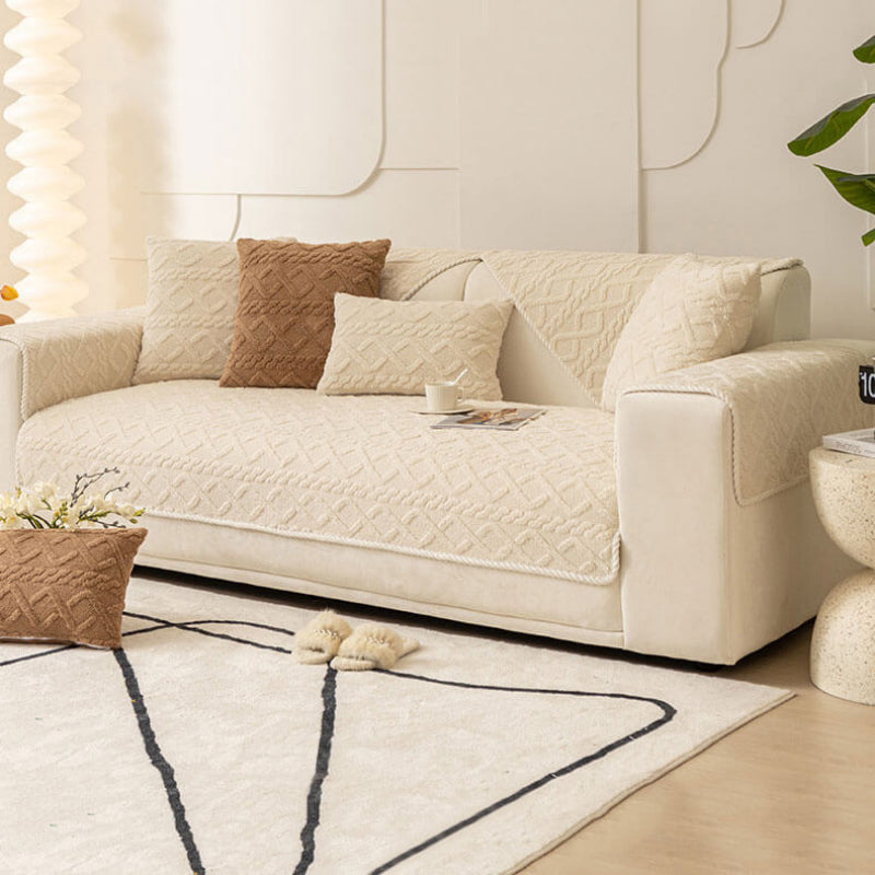 Sectional Couch Cover Velvet Plush Anti Slip Furniture Protector