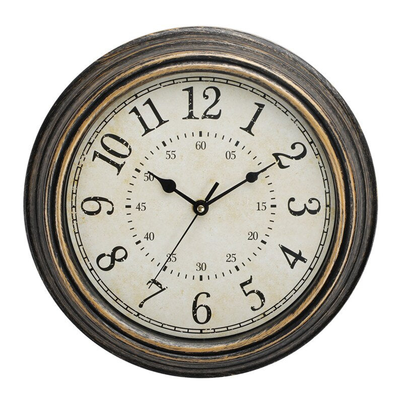Wall Clock Solid Wood Silent Quartz Rustic Vintage Design