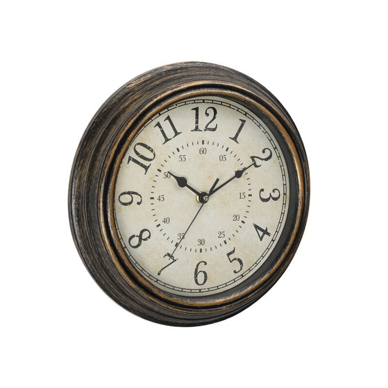 Wall Clock Solid Wood Silent Quartz Rustic Vintage Design