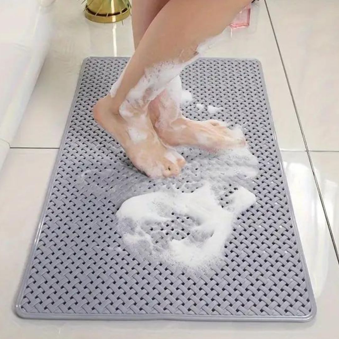 AquaHeim: Non-Slip Shower Mat with Strong Suction Cups – Mold Resistant & Easy Care Bathtub Mat for Safe Bathing