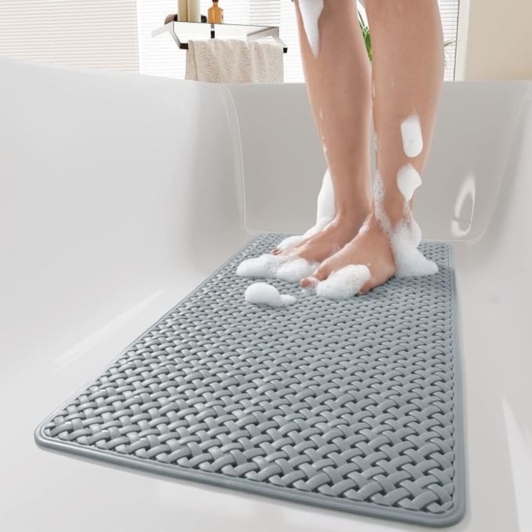 AquaHeim: Non-Slip Shower Mat with Strong Suction Cups – Mold Resistant & Easy Care Bathtub Mat for Safe Bathing