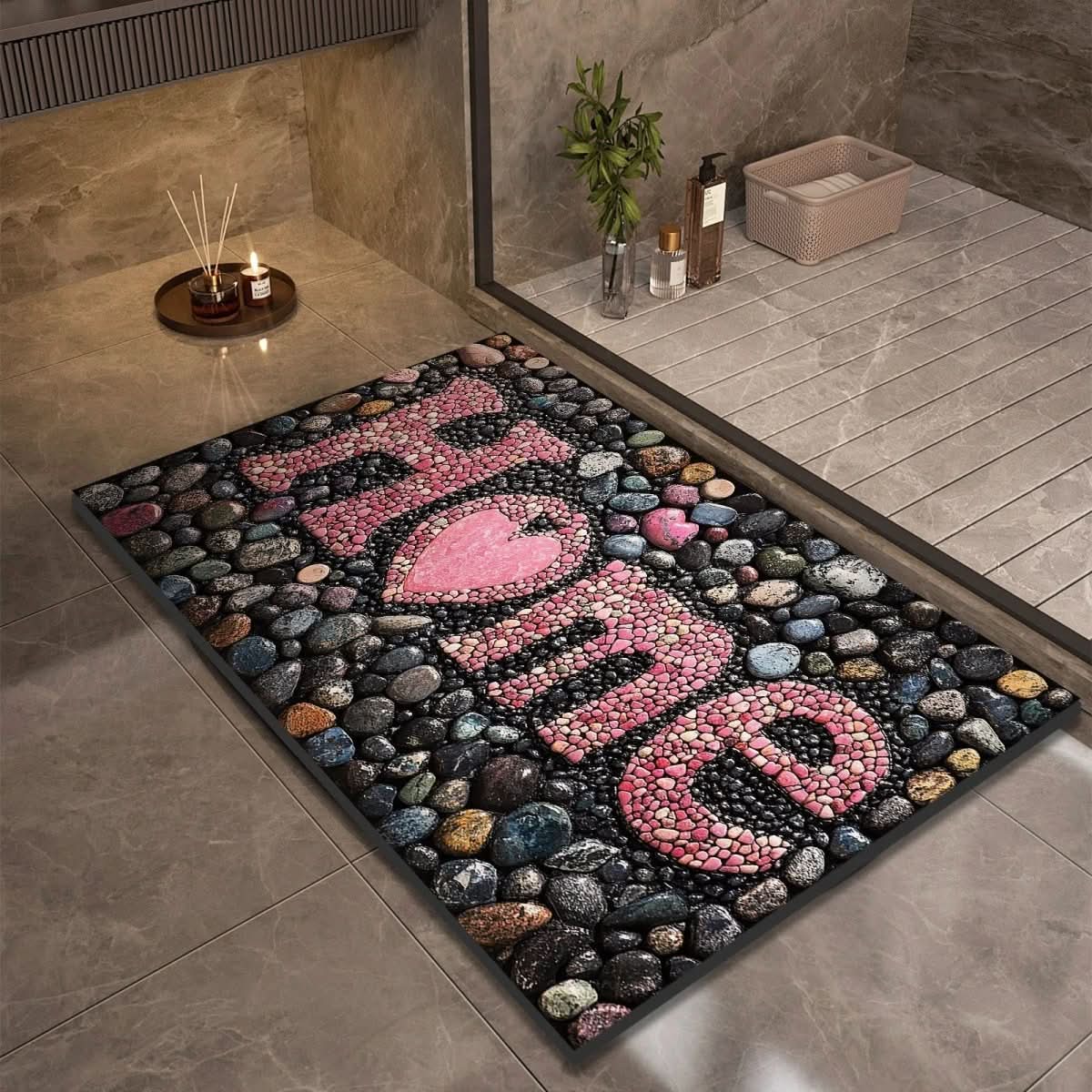 AquaLite: Diatomaceous Earth Bath Mat with Natural Water Absorption & Non-Slip Rubber Base – for Bathroom & Guest WC