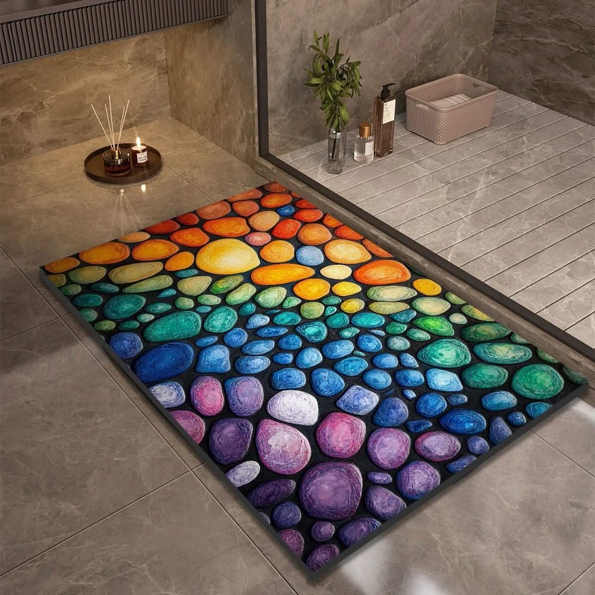 AquaLite: Diatomaceous Earth Bath Mat with Natural Water Absorption & Non-Slip Rubber Base – for Bathroom & Guest WC