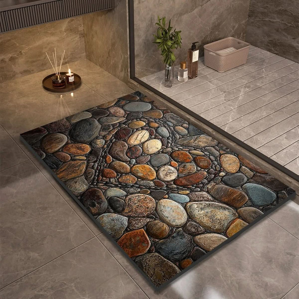 AquaLite: Diatomaceous Earth Bath Mat with Natural Water Absorption & Non-Slip Rubber Base – for Bathroom & Guest WC