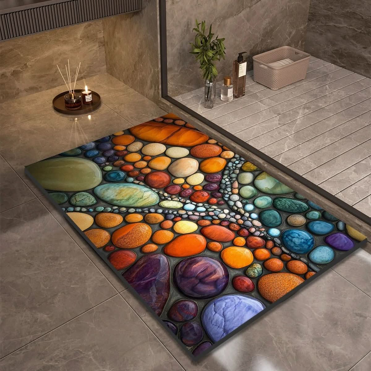 AquaLite: Diatomaceous Earth Bath Mat with Natural Water Absorption & Non-Slip Rubber Base – for Bathroom & Guest WC