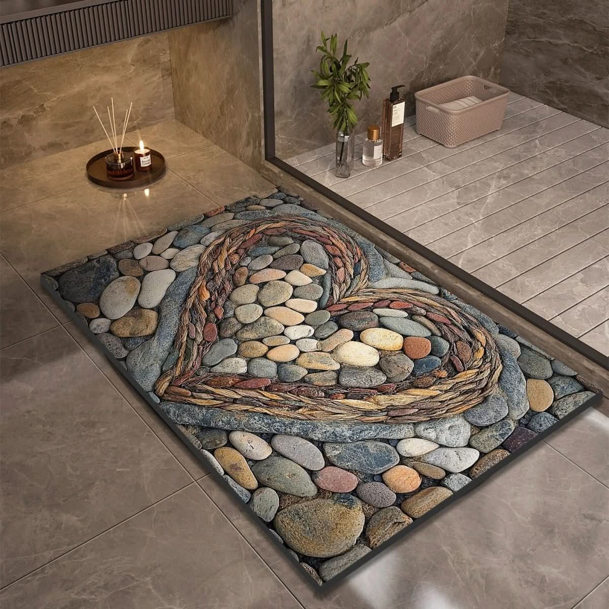 AquaLite: Diatomaceous Earth Bath Mat with Natural Water Absorption & Non-Slip Rubber Base – for Bathroom & Guest WC