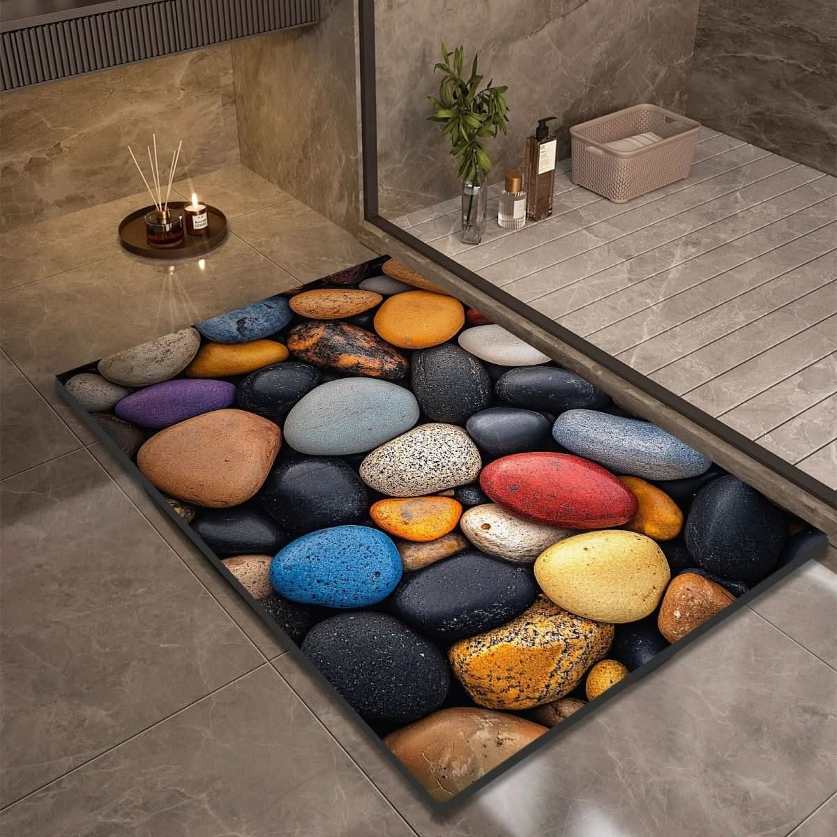 AquaLite: Diatomaceous Earth Bath Mat with Natural Water Absorption & Non-Slip Rubber Base – for Bathroom & Guest WC