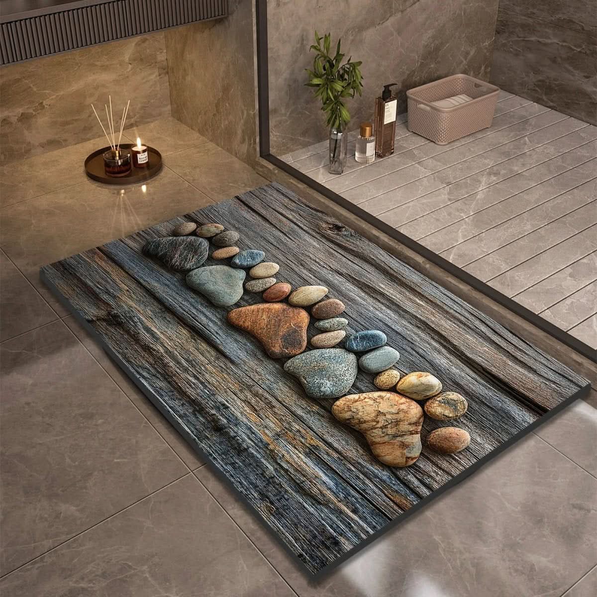 AquaLite: Diatomaceous Earth Bath Mat with Natural Water Absorption & Non-Slip Rubber Base – for Bathroom & Guest WC