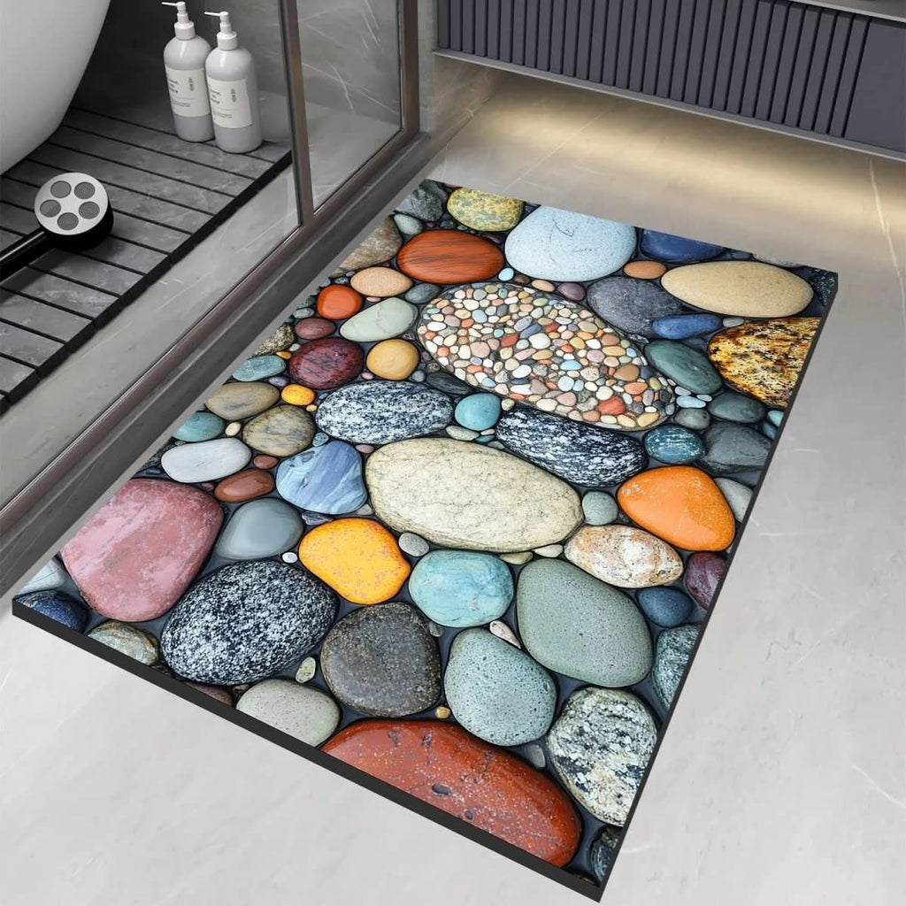 AquaLite: Diatomaceous Earth Bath Mat with Natural Water Absorption & Non-Slip Rubber Base – for Bathroom & Guest WC