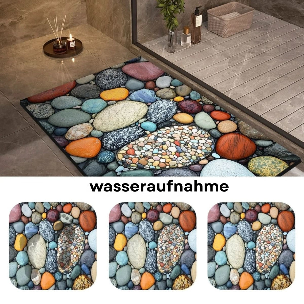 AquaLite: Diatomaceous Earth Bath Mat with Natural Water Absorption & Non-Slip Rubber Base – for Bathroom & Guest WC