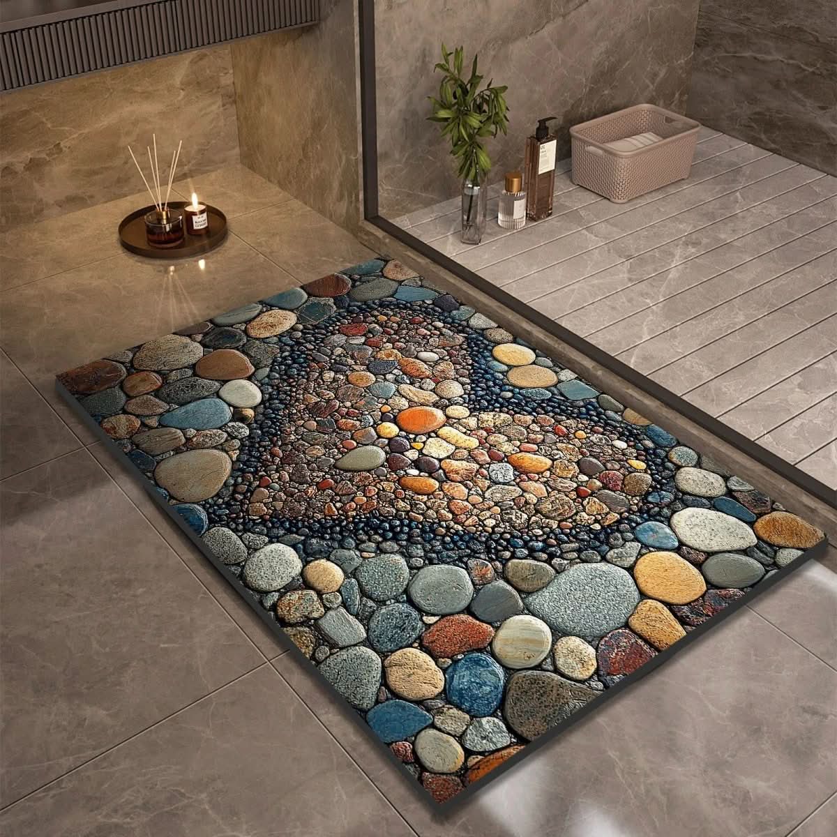 AquaLite: Diatomaceous Earth Bath Mat with Natural Water Absorption & Non-Slip Rubber Base – for Bathroom & Guest WC
