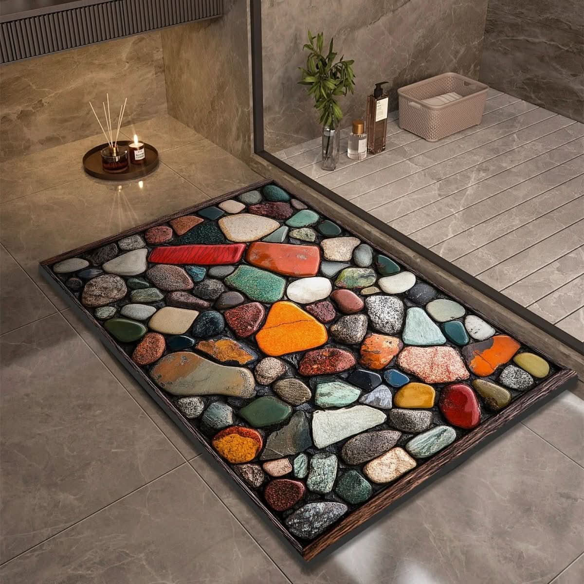 AquaLite: Diatomaceous Earth Bath Mat with Natural Water Absorption & Non-Slip Rubber Base – for Bathroom & Guest WC