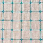 AquaNetz: Curtain in Boho Design with Turquoise Check Pattern & Tassels – Elegant for Dining & Living Areas