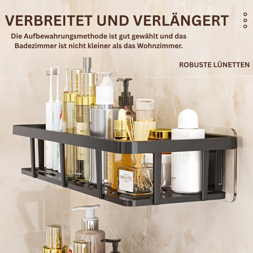 AquaOrdnung: Wall Shelf Bathroom – Large Plastic Shelf, Floating & Space-Saving Without Drilling for Shower & Kitchen