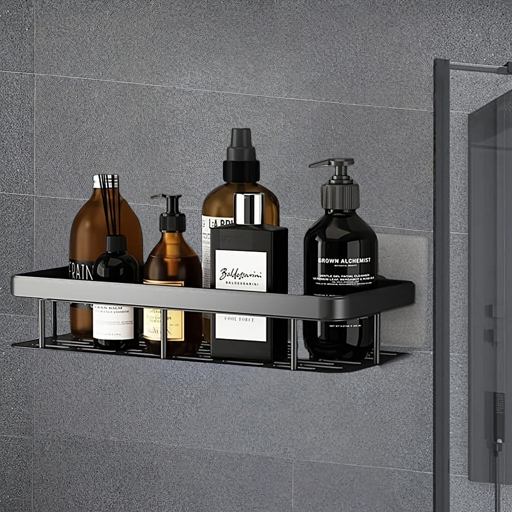AquaOrdnung: Wall Shelf Bathroom – Large Plastic Shelf, Floating & Space-Saving Without Drilling for Shower & Kitchen