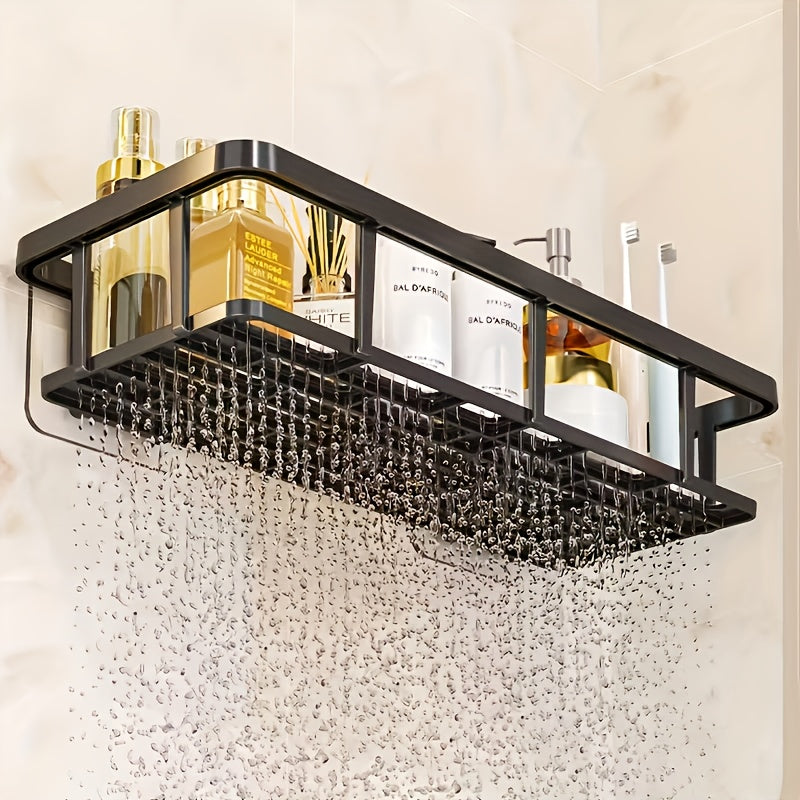 AquaOrdnung: Wall Shelf Bathroom – Large Plastic Shelf, Floating & Space-Saving Without Drilling for Shower & Kitchen
