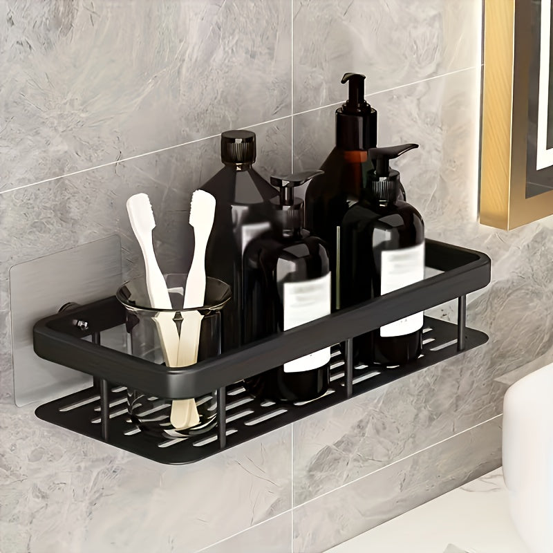 AquaOrdnung: Wall Shelf Bathroom – Large Plastic Shelf, Floating & Space-Saving Without Drilling for Shower & Kitchen