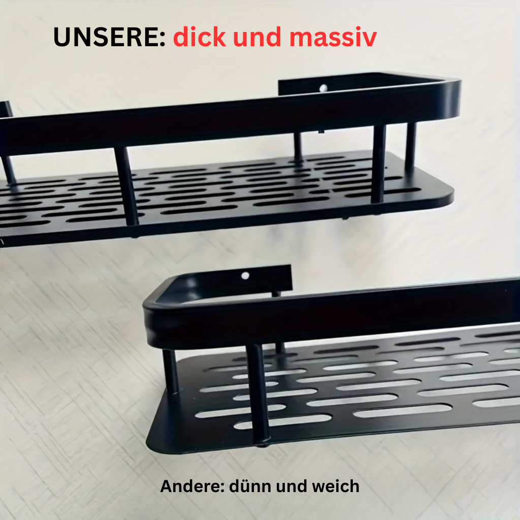 AquaOrdnung: Wall Shelf Bathroom – Large Plastic Shelf, Floating & Space-Saving Without Drilling for Shower & Kitchen