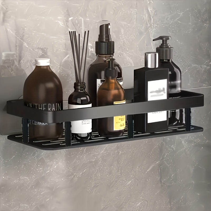 AquaOrdnung: Wall Shelf Bathroom – Large Plastic Shelf, Floating & Space-Saving Without Drilling for Shower & Kitchen