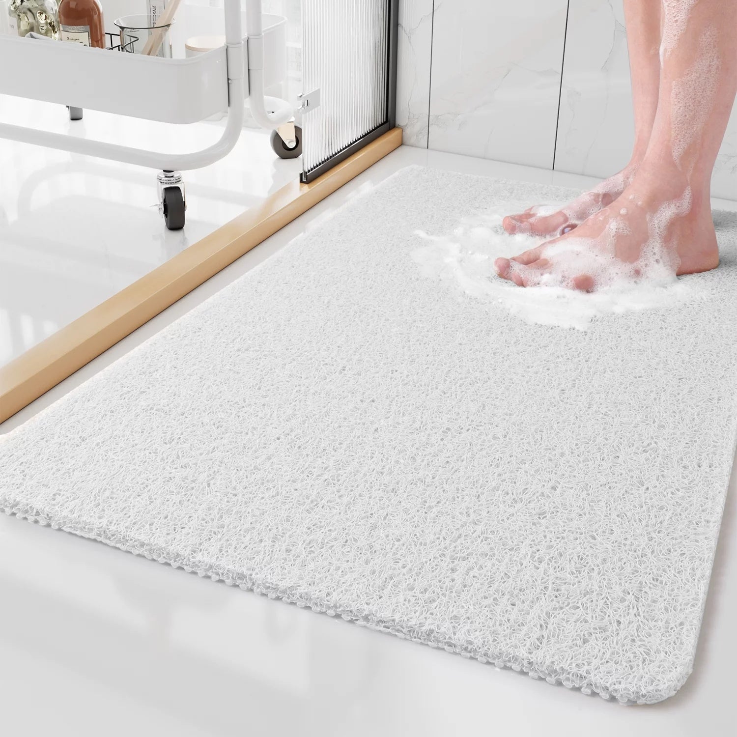 AquaSoft: Non-Slip Bath Mat – Soft Antibacterial Bath Mat for Shower & Bathtub