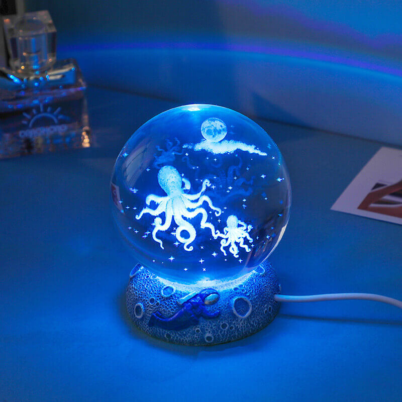 Night Light Crystal Sphere USB Multicolor Underwater Design Ambient Lamp