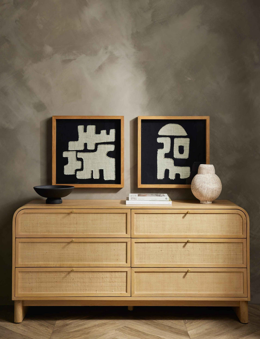 Sable Wide Dresser | Rounded Oak Frame, Soft-Close Drawers