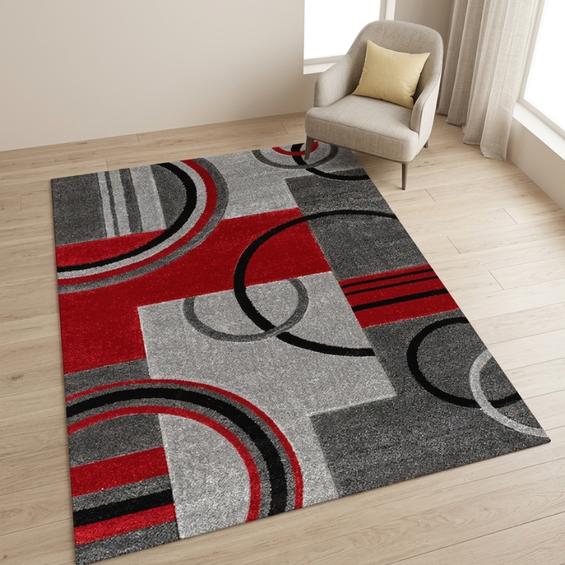 Area Rug Geometric Washable Non Slip Synthetic Fiber