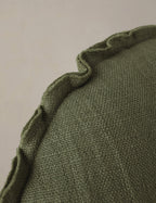 Luno Round Pillow | Linen, Flange Trim