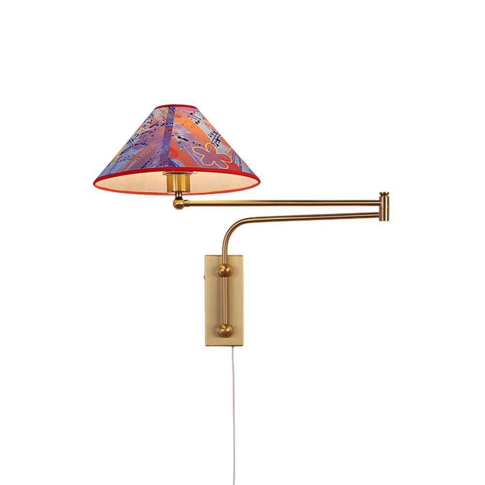Arlo Plug-In Swing-Arm Sconce with Patterned Shade