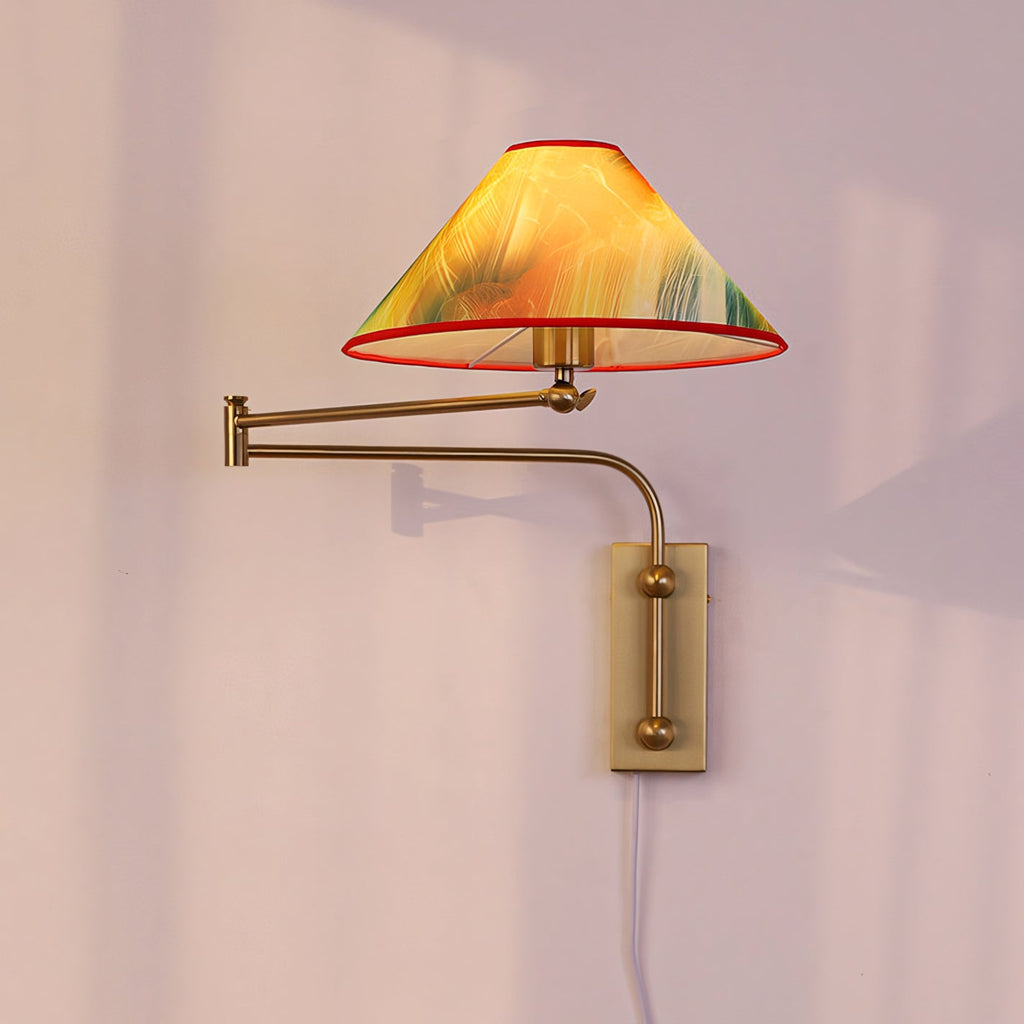 Arlo Plug-In Swing-Arm Sconce with Patterned Shade