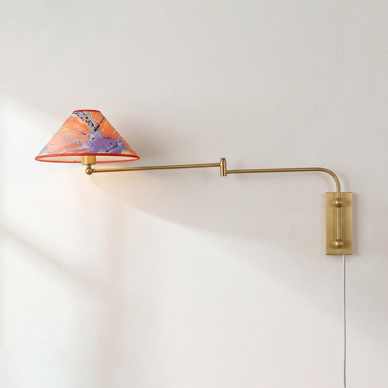 Arlo Plug-In Swing-Arm Sconce with Patterned Shade