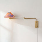 Arlo Plug-In Swing-Arm Sconce with Patterned Shade