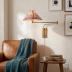 Arlo Plug-In Swing-Arm Sconce with Patterned Shade