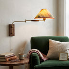 Arlo Swing-Arm Wall Sconce with Walnut Backplate