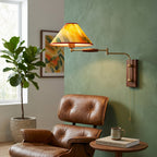 Arlo Swing-Arm Wall Sconce with Walnut Backplate