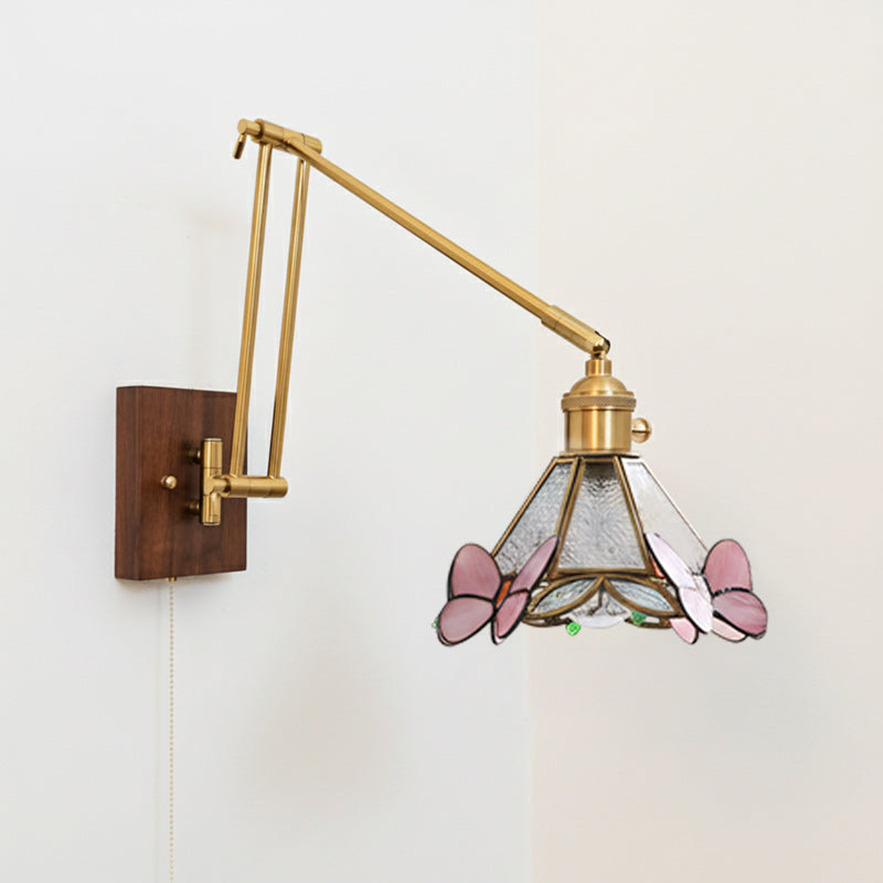 Arlo Butterfly Stained-Glass Swing Arm Sconce