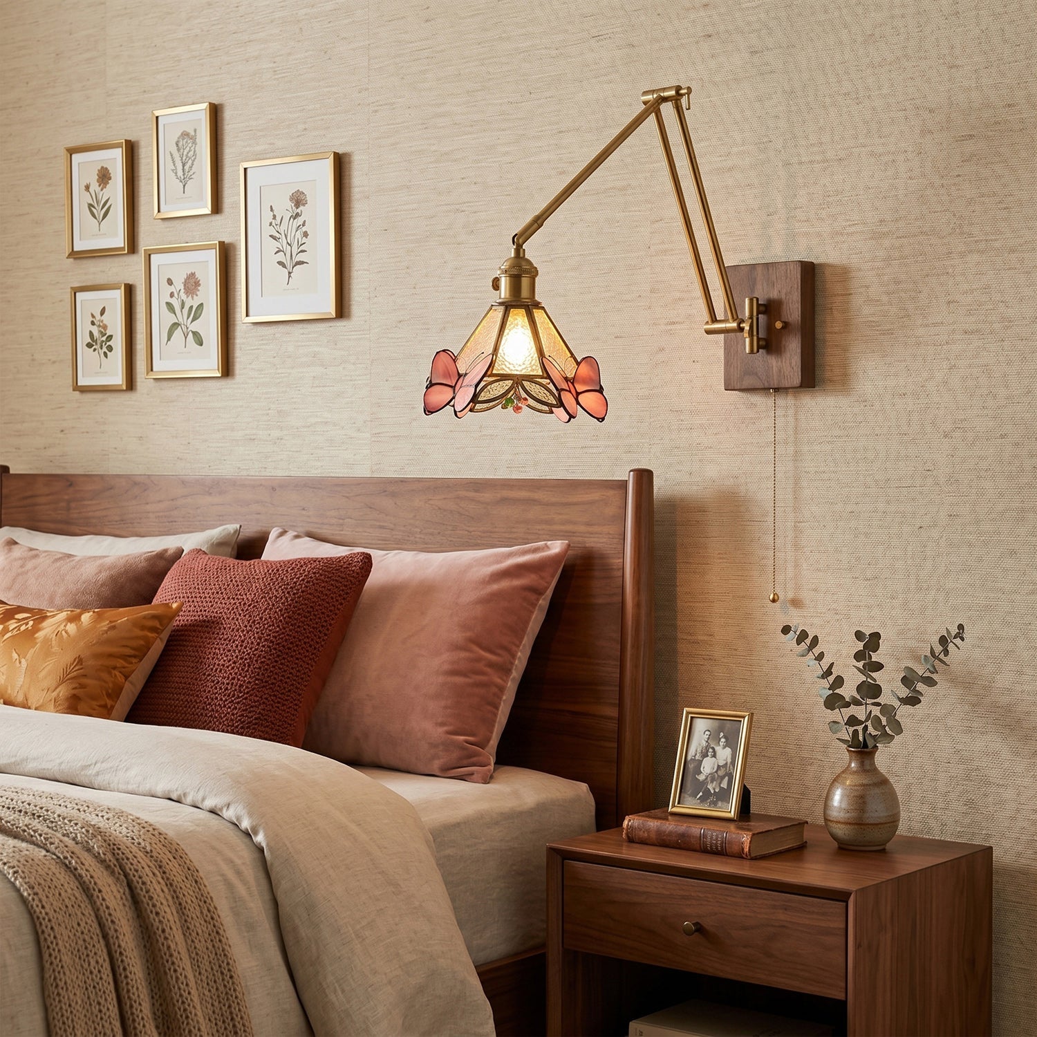 Arlo Butterfly Stained-Glass Swing Arm Sconce