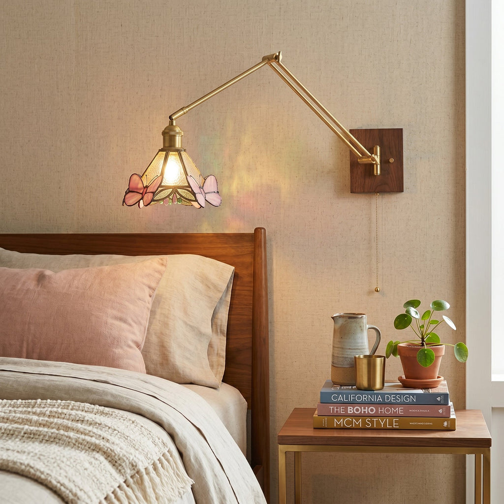 Arlo Butterfly Stained-Glass Swing Arm Sconce