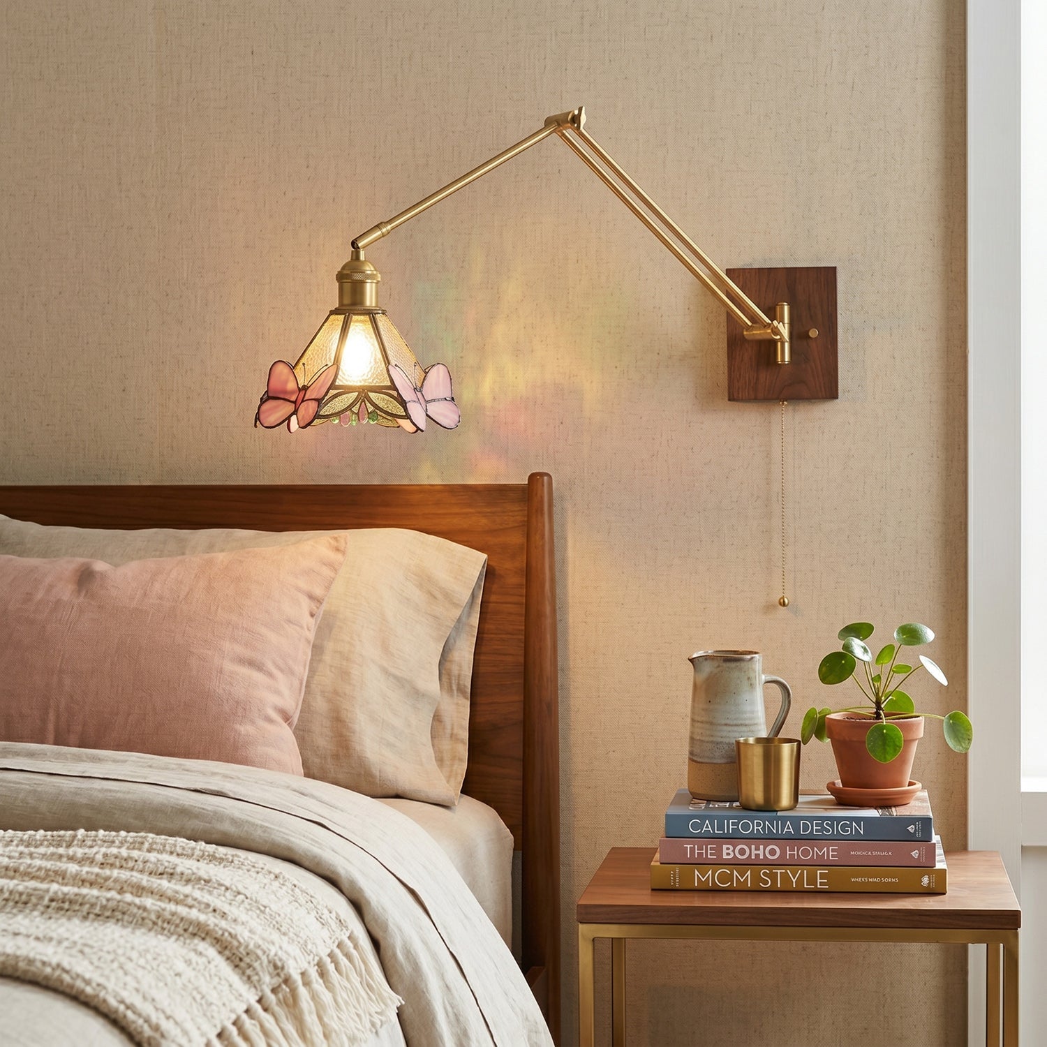 Arlo Butterfly Stained-Glass Swing Arm Sconce