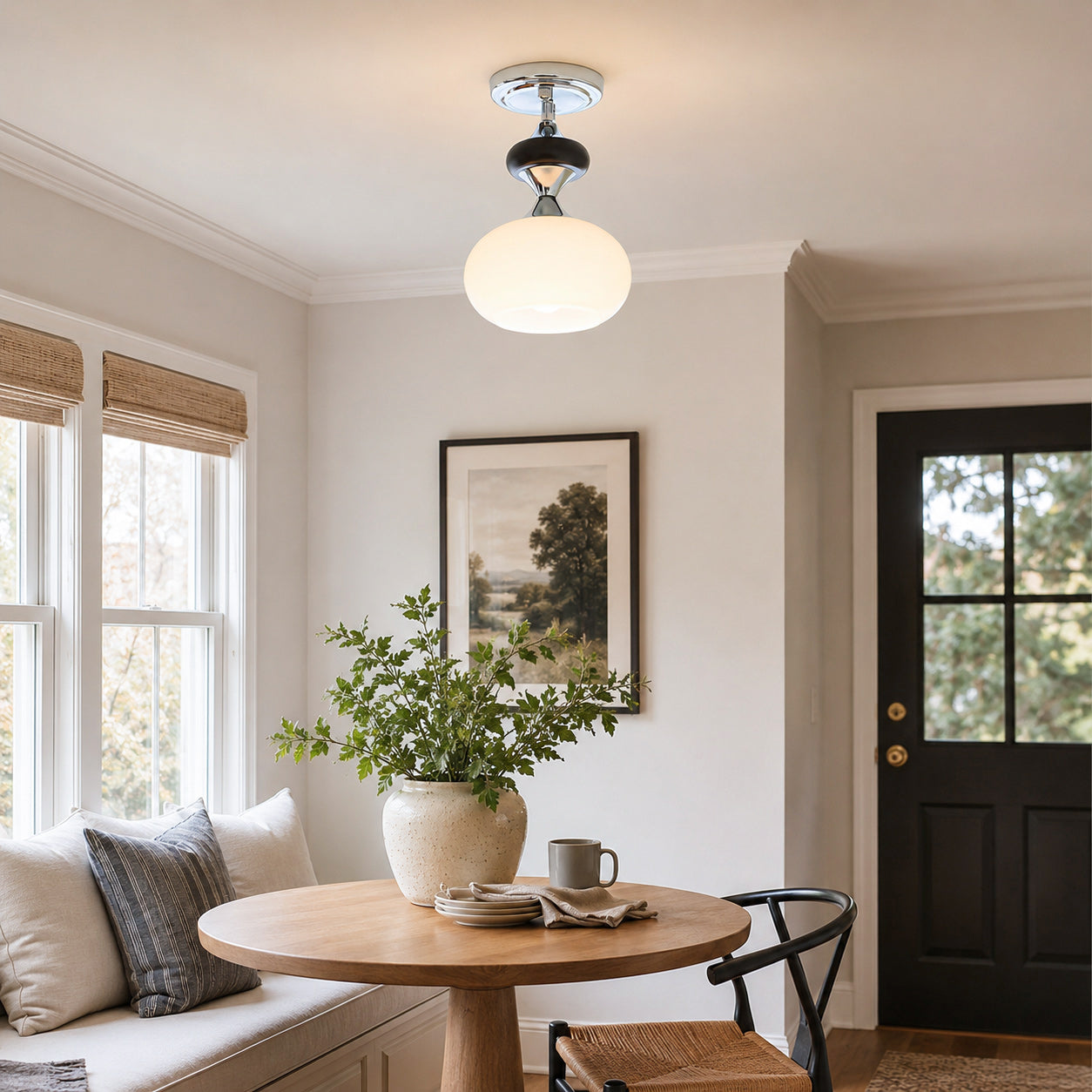 Arlo Opal Glass Semi-Flush Ceiling Light