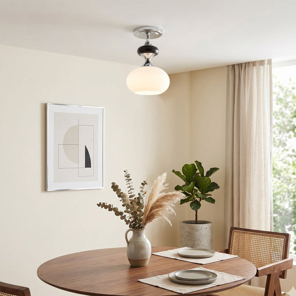 Arlo Opal Glass Semi-Flush Ceiling Light