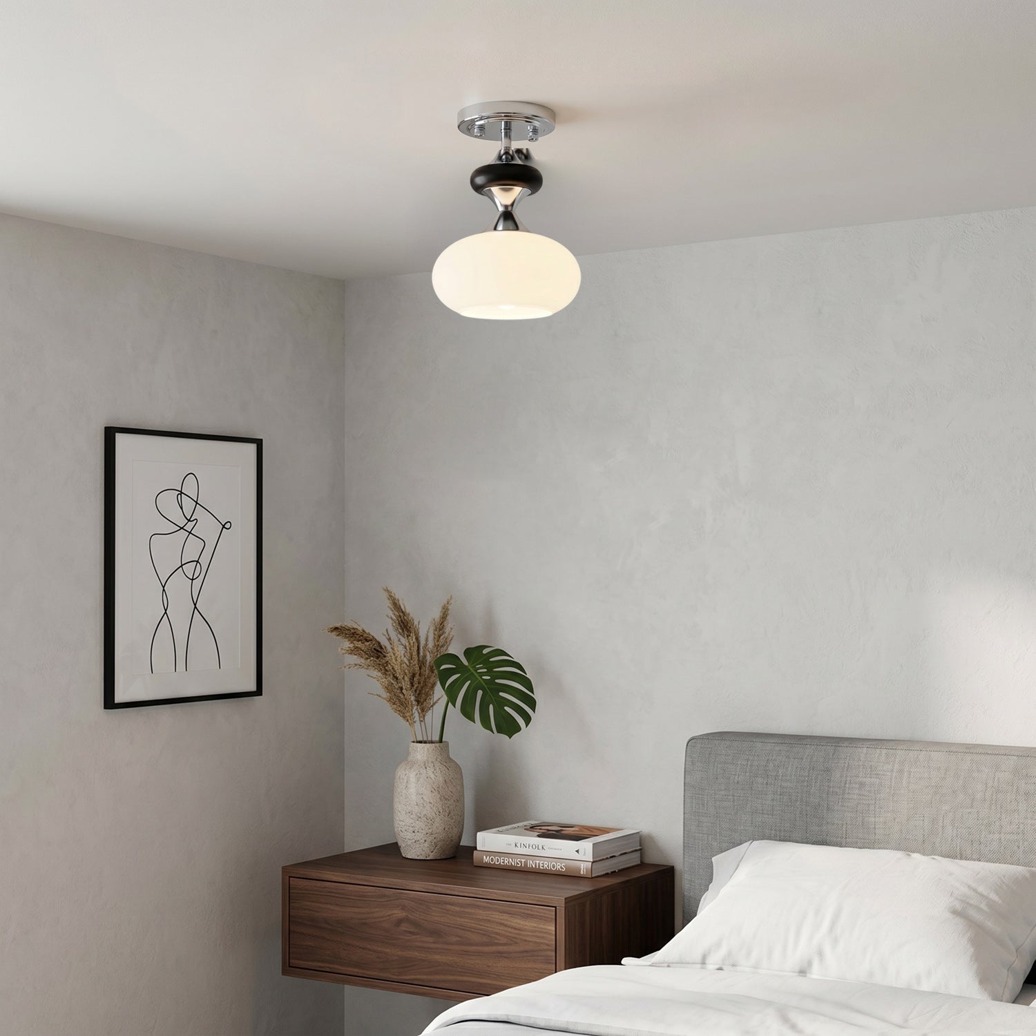 Arlo Opal Glass Semi-Flush Ceiling Light