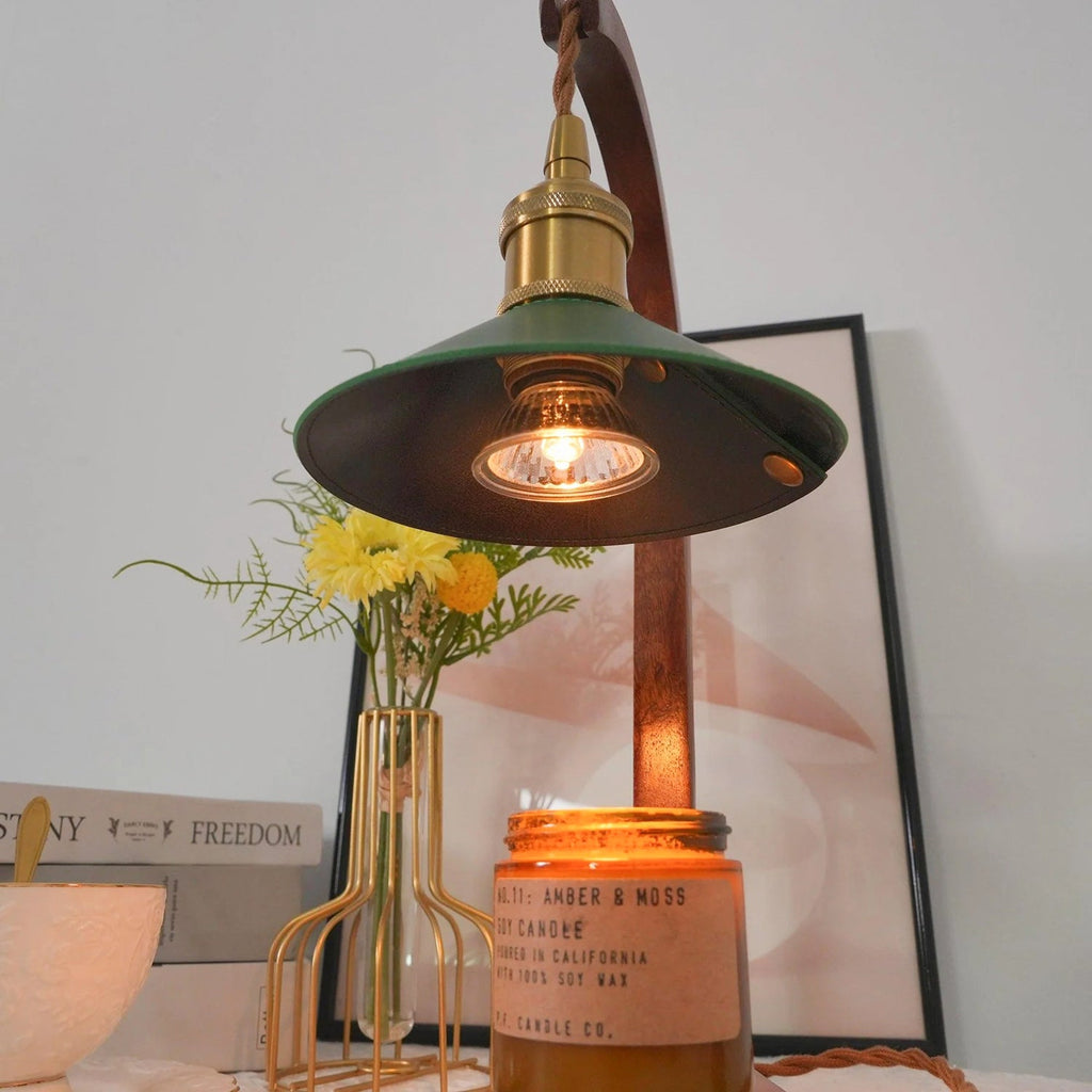 Arlow Leather-Shade Candle Warmer Lamp