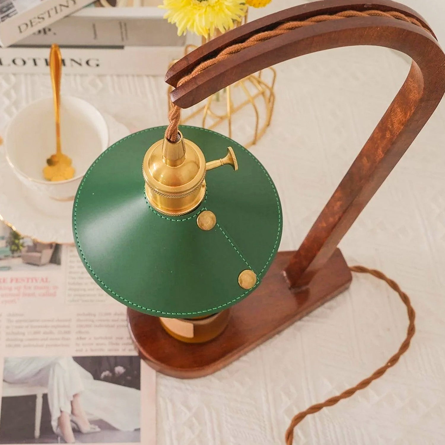 Arlow Leather-Shade Candle Warmer Lamp