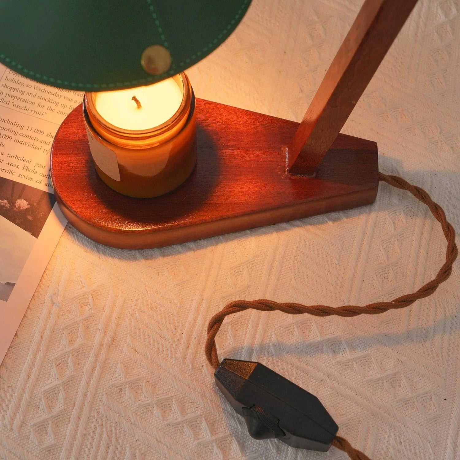 Arlow Leather-Shade Candle Warmer Lamp