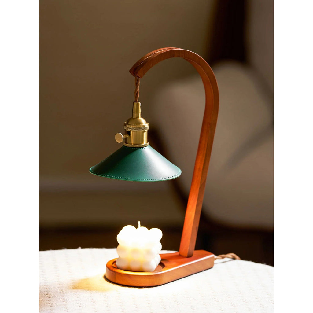 Arlow Leather-Shade Candle Warmer Lamp