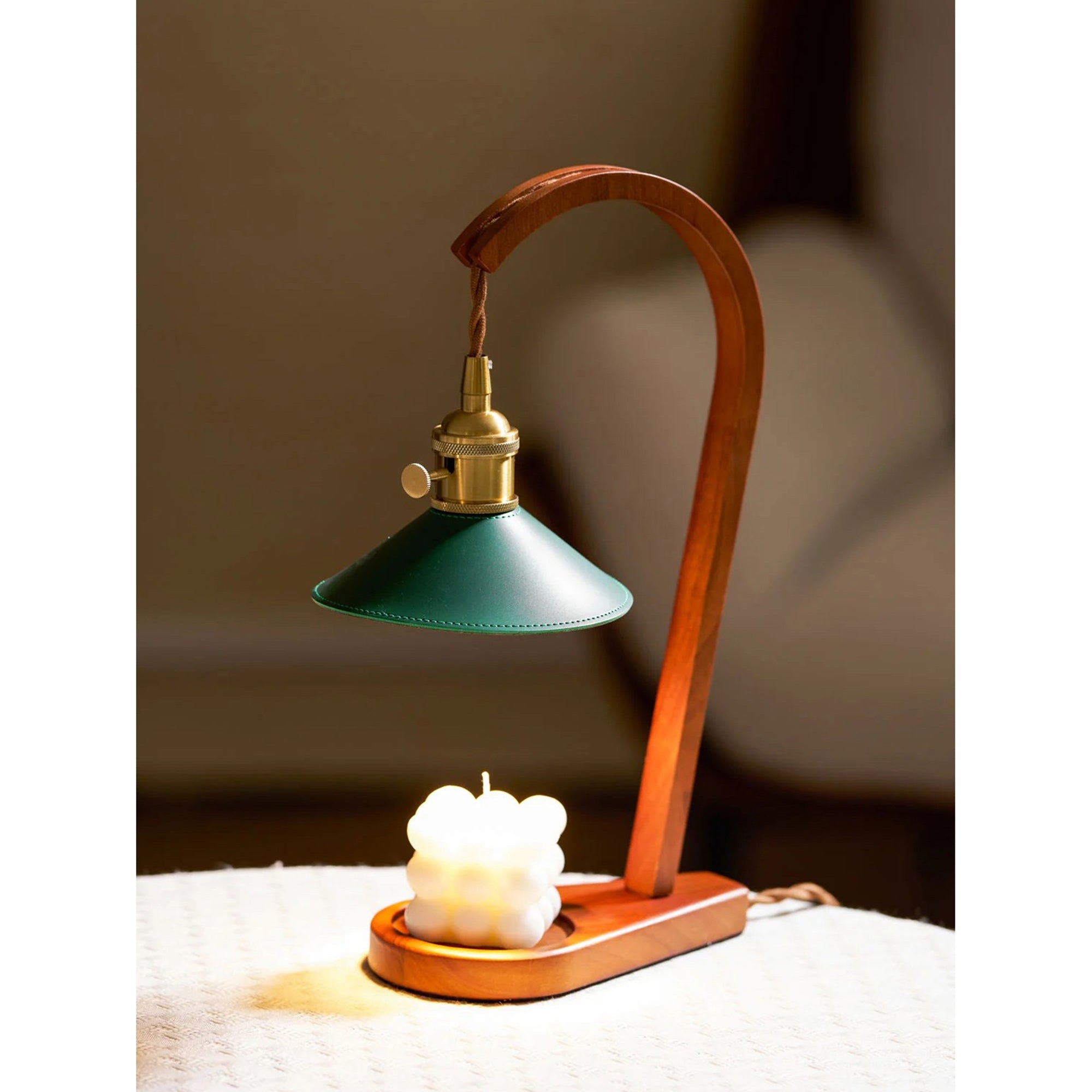 Arlow Leather-Shade Candle Warmer Lamp